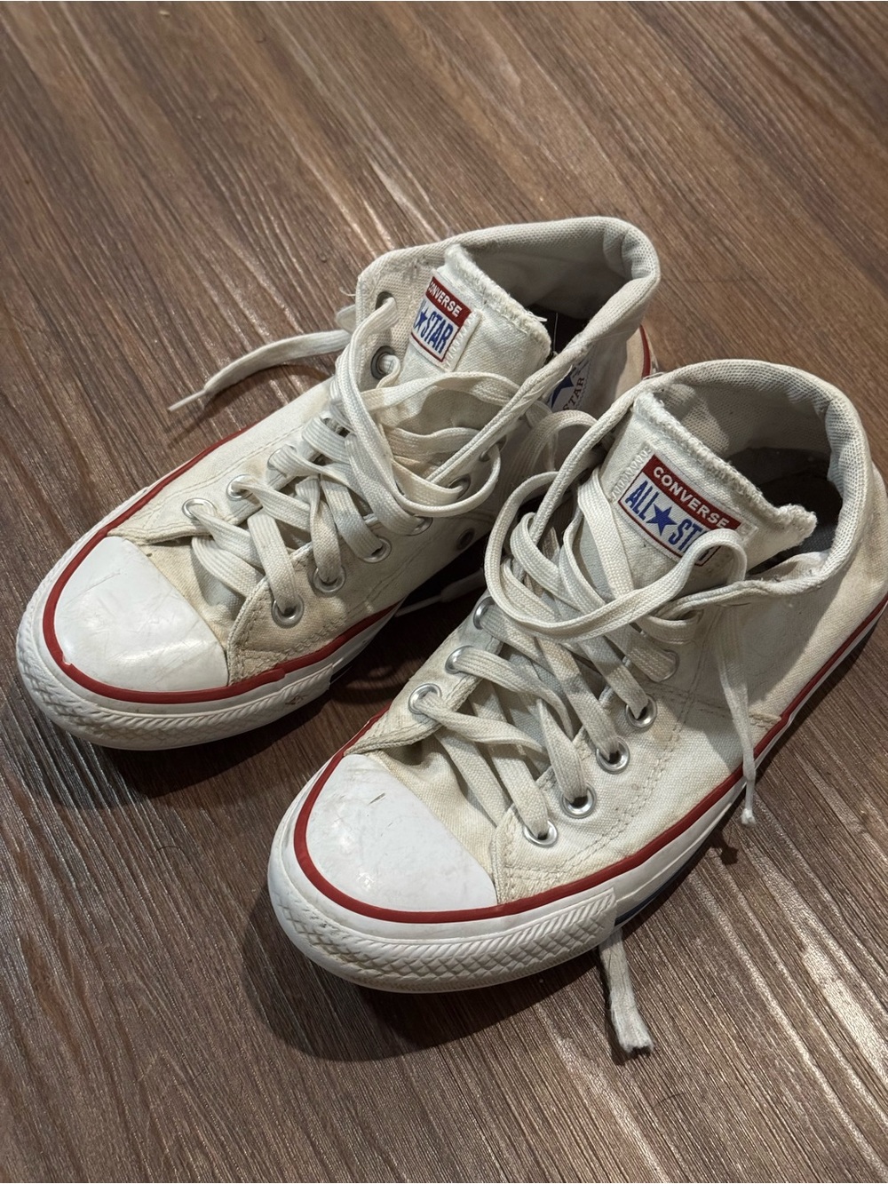 Converse White & Red Low-Top Canvas Sneakers
